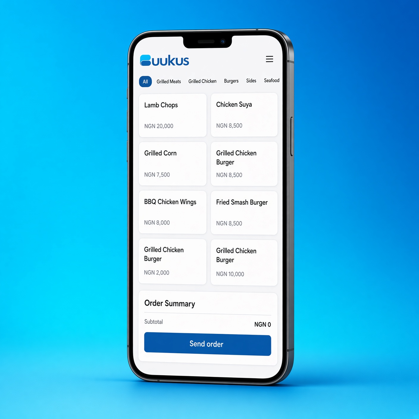 BUUKUS point of sale running on a phone